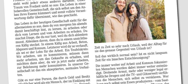 Das Experiment Selbstversorgung in gedruckter Form